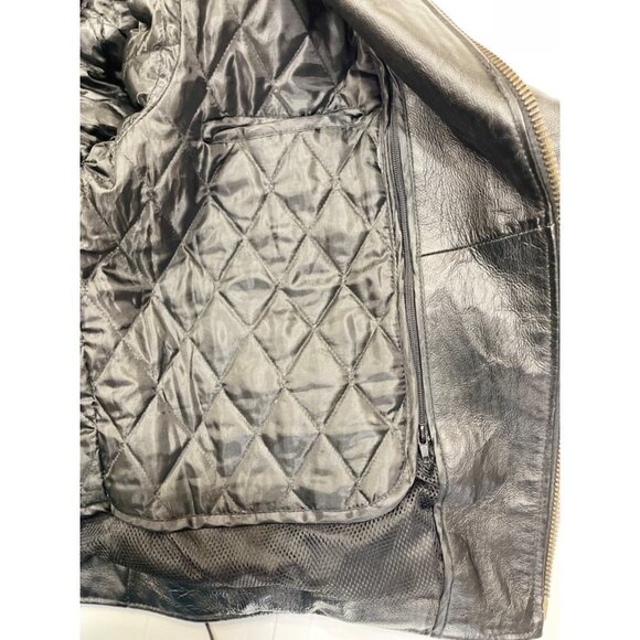 Vintage 90s-y2K Leather Biker Jacket w/Eagle "Live to Ride" Black Zip Out Liner‎ - Picture 8 of 16